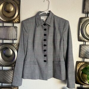 Jones New York Black Button Gray Blazer